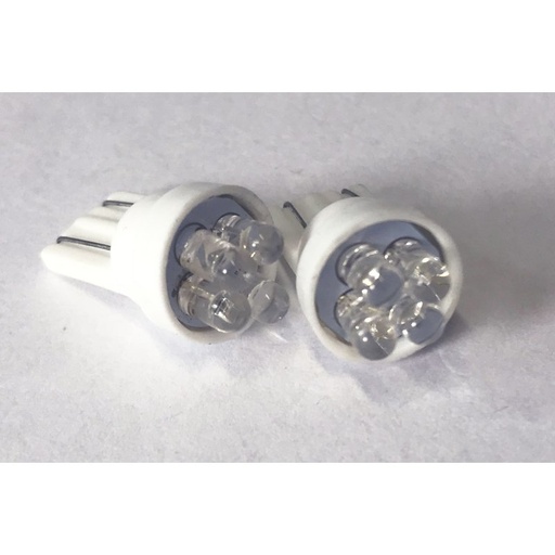 [ABC346] Coppia 2 Lampade Led T10 Con 4 Led F3 Colore Bianco Freddo 6000K 12V 0,2W