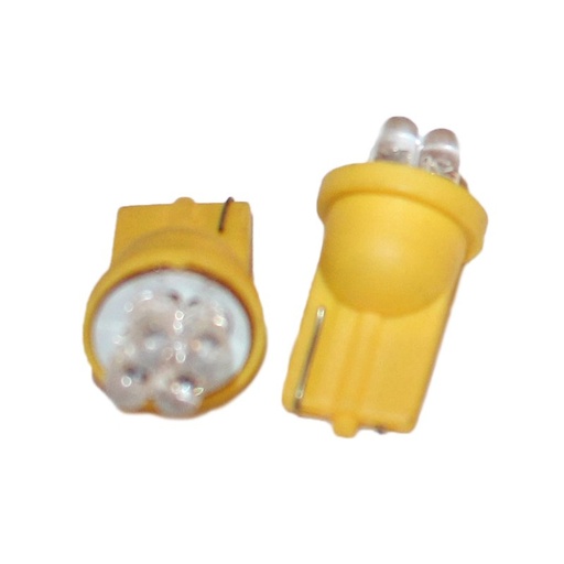 [ABC412] Coppia 2 Lampade Led T10 Con 4 Led F3 Colore Giallo Yellow 12V 0,2W