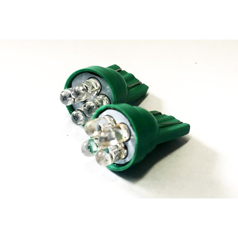[ABC437] Coppia lampade LED T10 W5W verdi 12V 0,2W, 4 LED F3 Ø12x22mm
