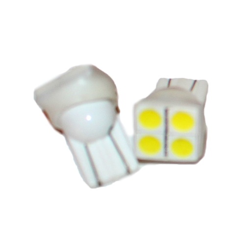 [ABC270] Coppia 2 Lampade Led T10 Con 4 Smd 5050 Frontale Colore Bianco Freddo 6000K 12V 0,5W