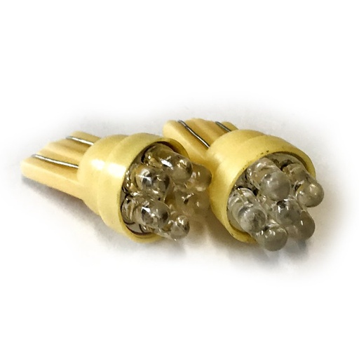 [ABC500] Coppia 2 Lampade Led T10 Con 6 Led F3 Colore Giallo Yellow 12V 0,2W