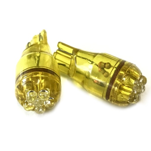 [ABC544] Coppia 2 Lampade Led T10 Con 6 Led F3 Colore Giallo Yellow 12V 0,2W