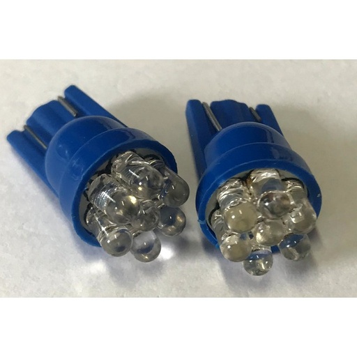 [ABC426] Coppia 2 Lampade Led T10 Con 7 Led F3 Colore Blue Blu 12V 0,2W