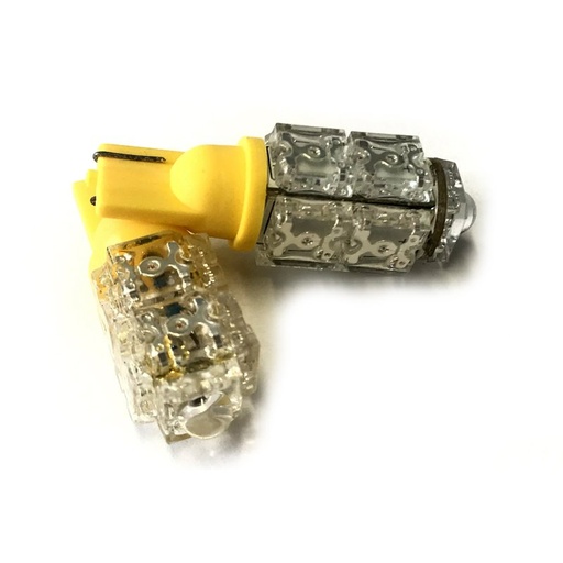 [ABC180] Coppia 2 Lampade Led T10 Con 9 Led F5 Flux Colore Giallo Yellow 12V 1W