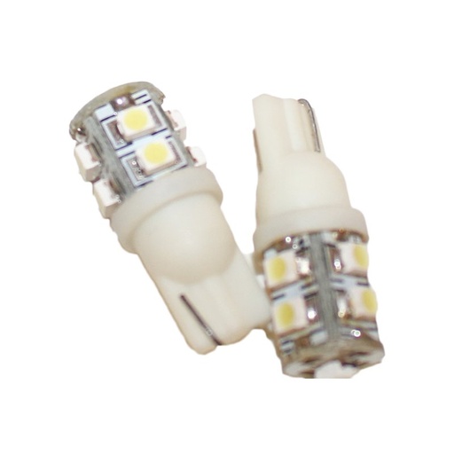 [ABC142] Coppia 2 Lampade Led T10 Con 9 Smd 3528 Colore Bianco Freddo 6000K 12V 1W