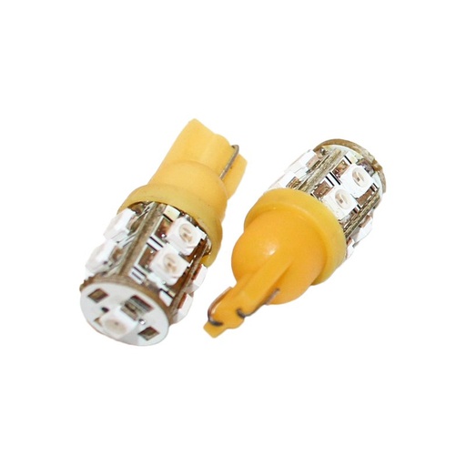 [ABC141] Coppia 2 Lampade Led T10 Con 9 Smd 3528 Colore Giallo Yellow 12V 1W