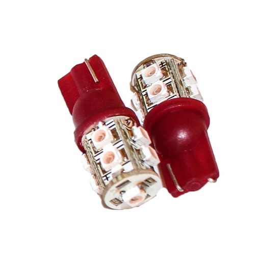 [ABC241] Coppia 2 Lampade Led T10 Con 9 Smd 3528 Colore Rosso Red 12V 1W