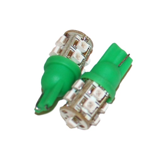 [ABC154] Coppia 2 Lampade Led T10 Con 9 Smd 3528 Colore Verde Green 12V 1W