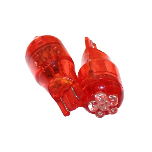 [ABC509] Coppia 2 Lampade Led T10 T15 Con 6 Led F3 Colore Rosso Red 12V 0,2W