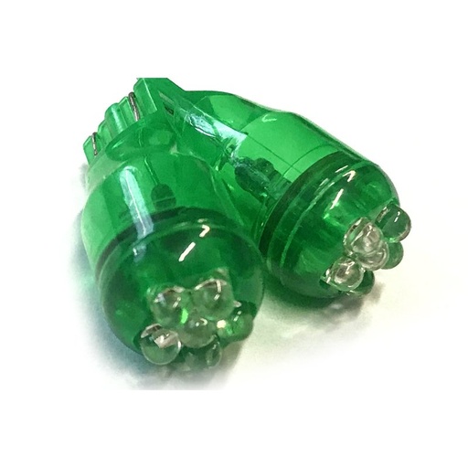 [ABC507] Coppia 2 Lampade Led T10 T15 Con 6 Led F3 Colore Verde Green 12V 0,2W