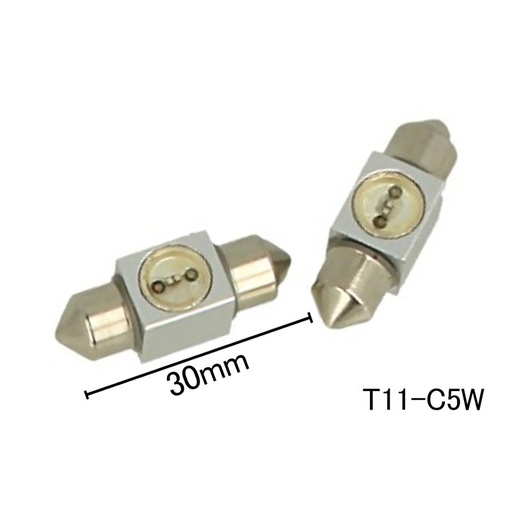 [ABC328] Coppia 2 Lampade Led T11 C5W Siluro 30mm Con 1 Power Led Colore Blue Blu 12V 1W