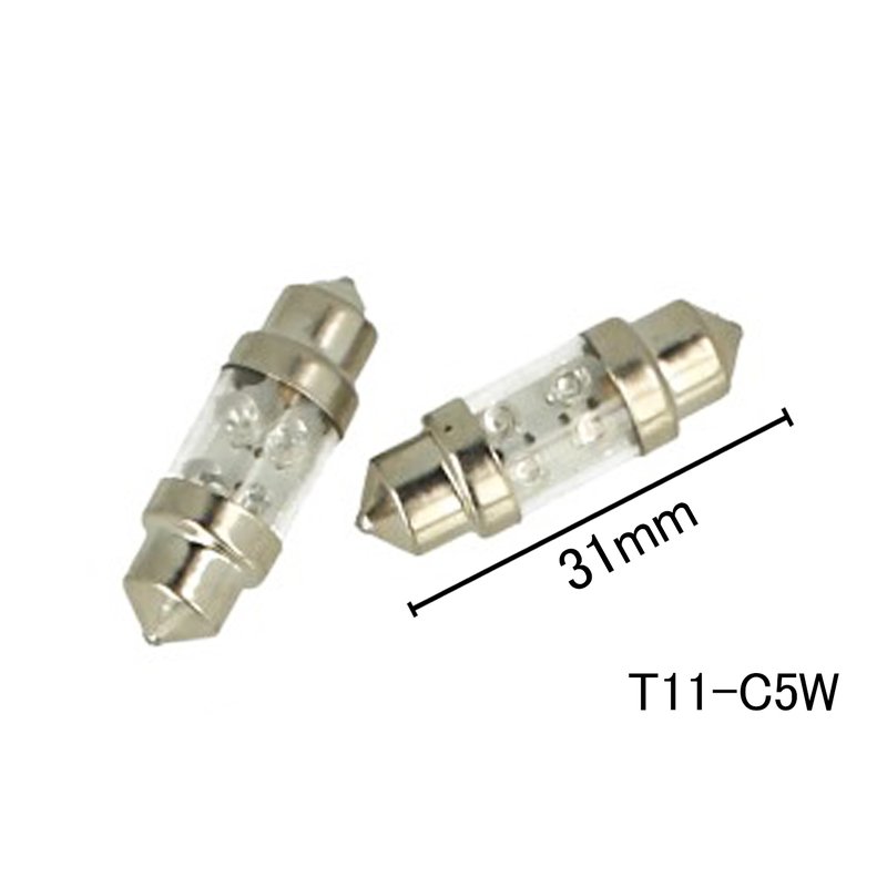 [ABC543] Coppia 2 Lampade LED T11 C5W siluro 31mm 12V giallo, 4 LED F3, 0,2W