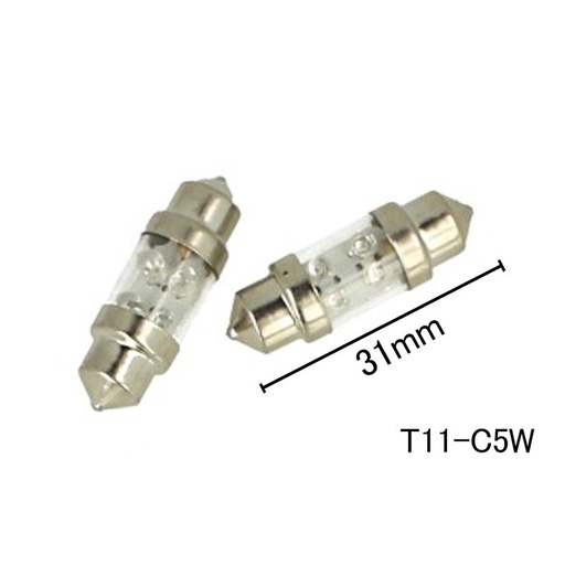 [ABC543] Coppia 2 Lampade Led T11 C5W Siluro 31mm Con 4 Led F3 Colore Giallo Yellow 12V 0,2W