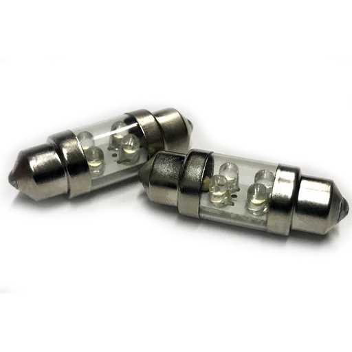 [ABC413] Coppia 2 Lampade Led T11 C5W Siluro 31mm Con 4 Led F3 Colore Rosso Red 12V 0,2W