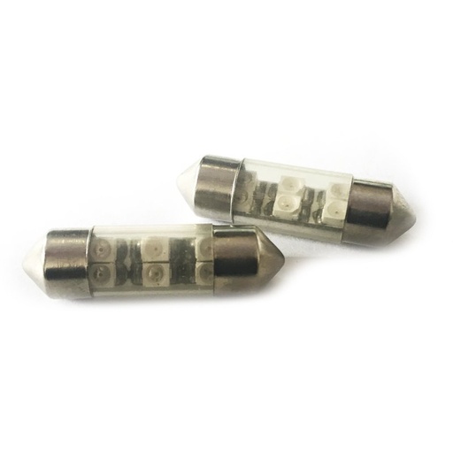 [ABC163] Coppia 2 Lampade Led T11 C5W Siluro 31mm Con 6 Smd 3528 Colore Giallo Yellow 12V 1W