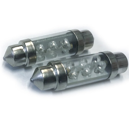 [ABC519] Coppia 2 Lampade Led T11 C5W Siluro 36mm Con 6 Led F3 Colore Verde Green 12V 0,2W