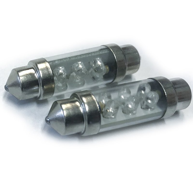 [ABC512] Coppia 2 Lampade LED T11 C5W siluro 39mm 12V blu, 6 LED F3, 0,2W