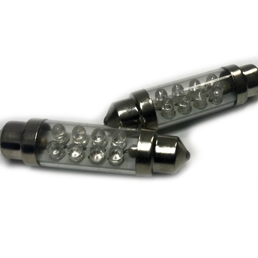 [ABC425] Coppia 2 Lampade Led T11 C5W Siluro 42mm Con 8 Led F3 Colore Rosso Red 12V 0,2W