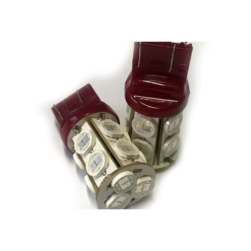 [ABC287] Coppia 2 Lampade Led T20 7443 W21/5W Con 13 Smd 9080 Colore Rosso 12V 6W