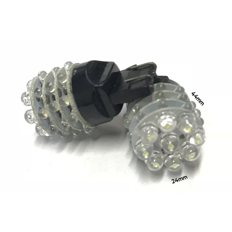 [ABC440] Coppia lampade LED T20 7443 W21/5W rosse 12V 2W, 9 LED F5 + 27 LED F3