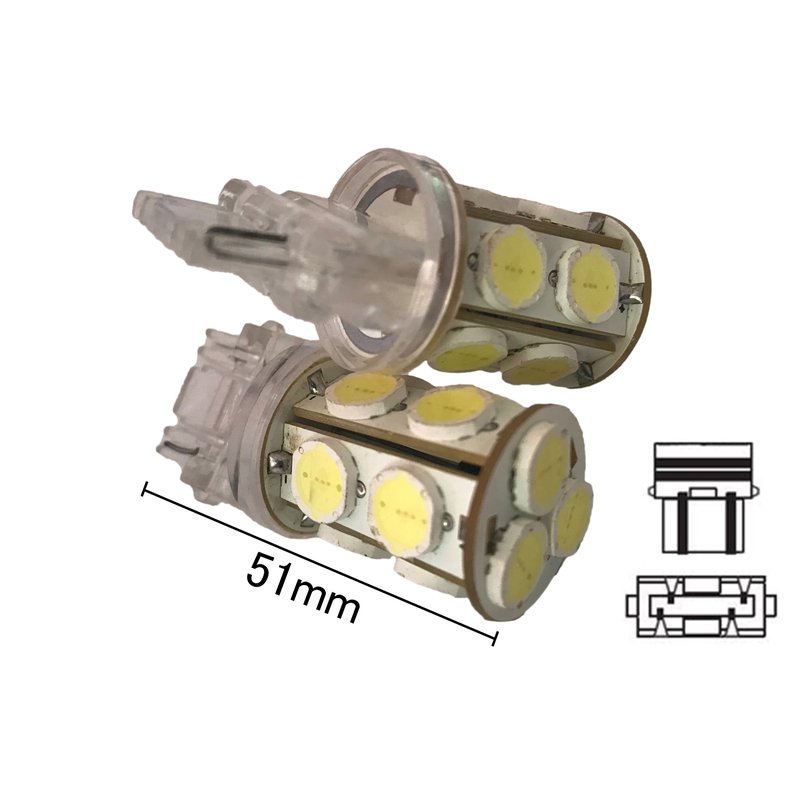 [ABC277] Coppia lampade LED T25 3157 P27/7W, 13 SMD 9080, bianco freddo 6000K