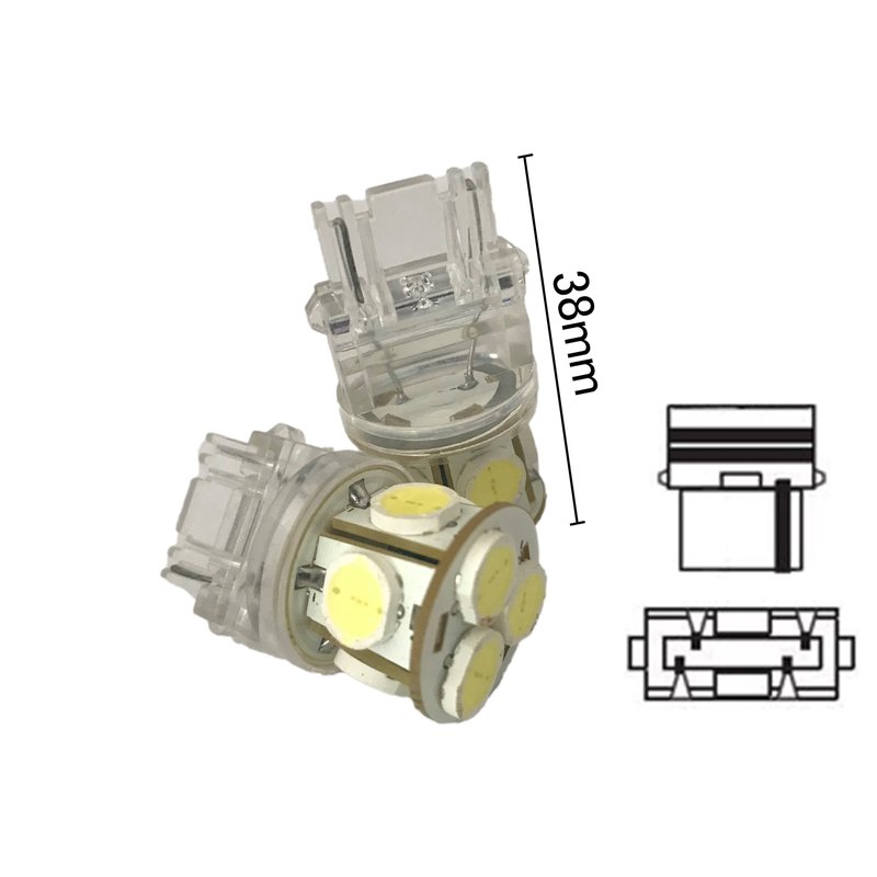 [ABC248] Coppia lampade LED T25 3156 P27W, 8 SMD 9080, bianco freddo 6000K, 12V 4W
