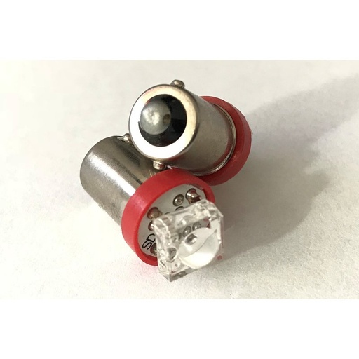 [ABC079] Coppia 2 Lampadine Led BA9S T4W Piedi Dritti Con 1 Led Colore Rosso 12V 0,2W