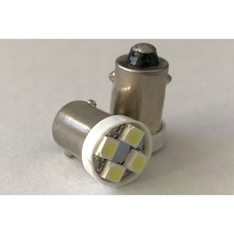 [ABC348] Coppia lampadine LED BA9S T4W piedi dritti, 4 SMD 3528, bianco freddo 6000K