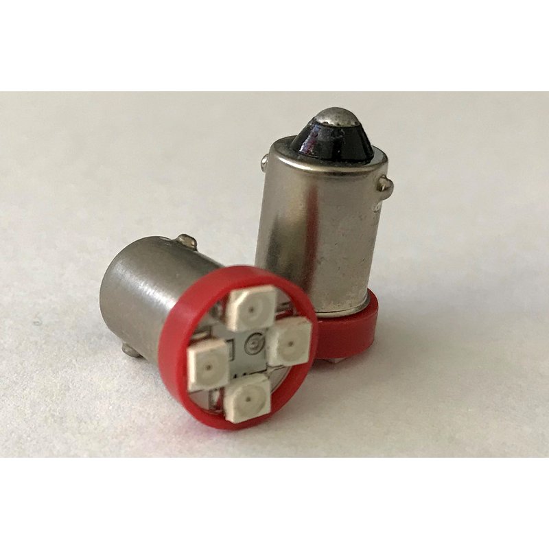 [ABC373] Coppia lampadine LED BA9S T4W piedi dritti, 4 SMD 3528, rosso 12V 0,2W