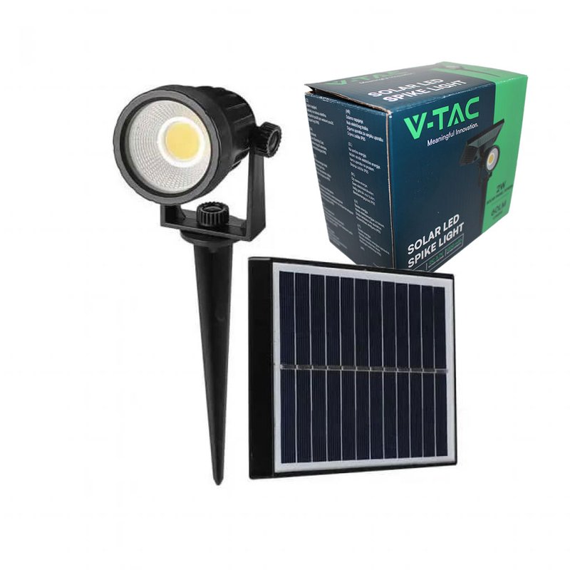 [HS6661F] Faretto LED da Giardino con Picchetto Colore Nero Con Pannello Solare 2W 6400K IP65 SKU-6662
