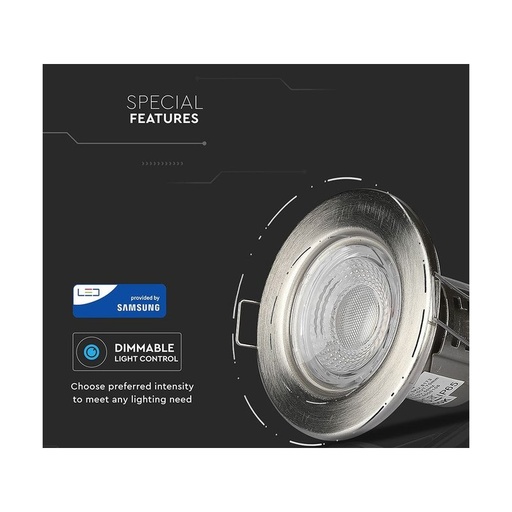 [FP0052F] Faretto Led da Incasso Dimmerabile 5W 6400K Colore Nichel Satinato IP65 Resistente al Fuoco Senza Driver SKU-8179