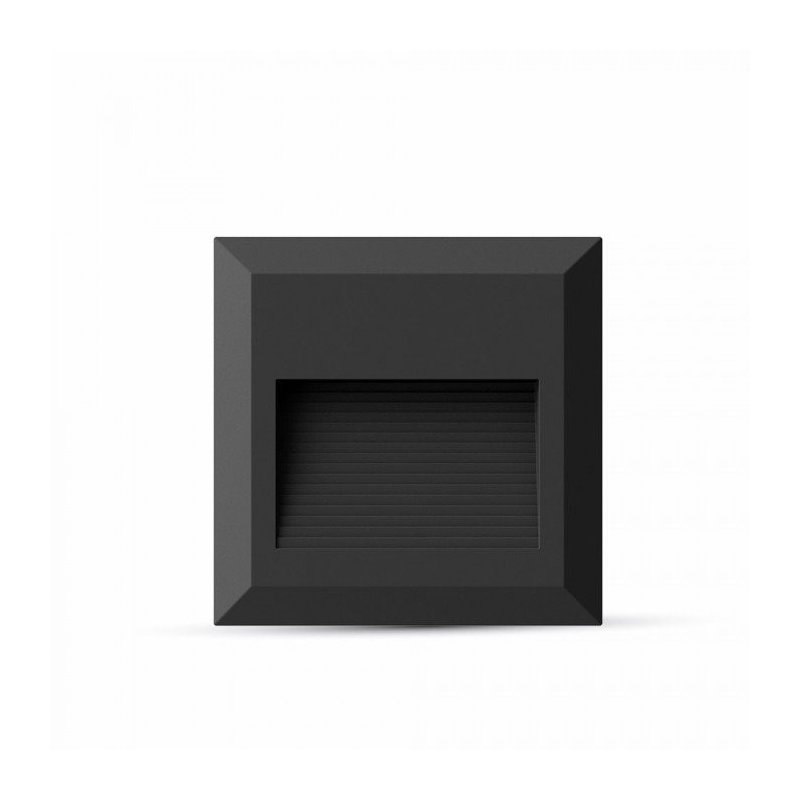 [HS4422N] Faretto Luci Led Segnapasso Quadrata Carcassa Nera 2W Bianco Neutro IP65 Montaggio a Plafone SKU-1322