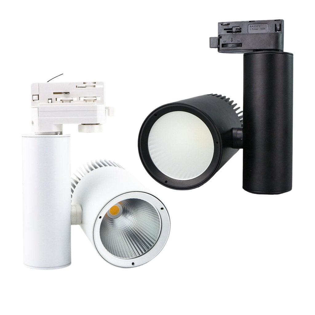Faretto LED Binario Trifase 30W CCT 2700K-4000K-6000K CRI90 24° Disponibili Bianco/Nero