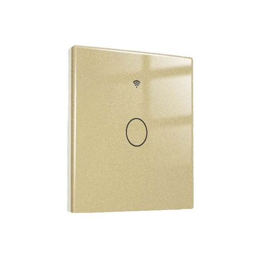 [SH9441G] Interruttore Wifi Da Parete 86X86 Pannello Touch 1 Tasto Colore Oro WiFi + RF 433 Compatibile con Amazon Alexa e Google Home