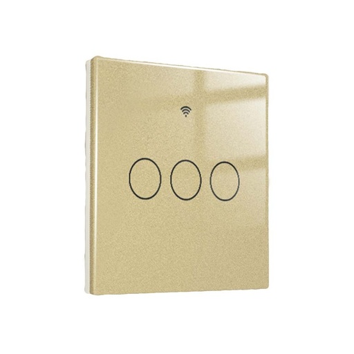 [SH9443G] Interruttore Wifi Da Parete 86X86 Pannello Touch 3 Tasti Colore Oro WiFi + RF 433 Compatibile con Amazon Alexa e Google Home