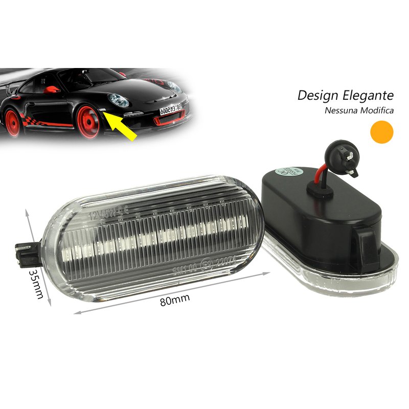 [LN3213] Kit Freccia Laterale a Led Side Marker Dinamica Lente Trasparente Seat Ibiza 6L Cordoba Toledo Leon Skoda Octavia OEM 14805294
