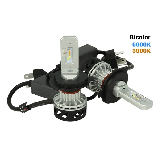 [LH2243] Kit Full Led Canbus H4 30W Dual Color 6000K 3000K Doppio Colore Bianco Giallo Super Luminoso e Antinebbia 12V 24V 5000lm