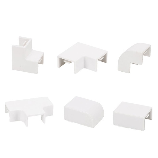[FG315552] Kit Raccordi Canaline: 6 Pezzi, Disponibile in 3 Misure per un Montaggio Impeccabile, Uso elettrica domestica, industriale e commerciale (25X25mm)