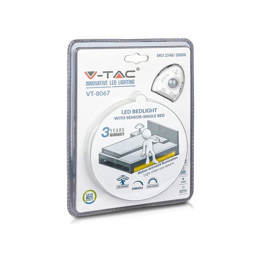 [BL2548C] Kit Strip LED 1.2M 2.8W/M Luce Scendiletto Singolo 3000K Dimmerabile Alimentatore + Sensore di Movimento PIR SKU-2548