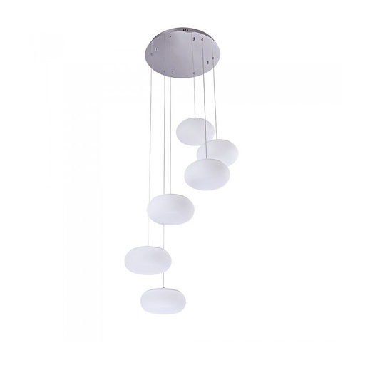 [SV40011] Lampada Led A Sospensione Moderna Rotonda Colore Bianco Con 6 Fari Diametro 200mm 72W 3000K Dimmerabile Triac SKU-40011