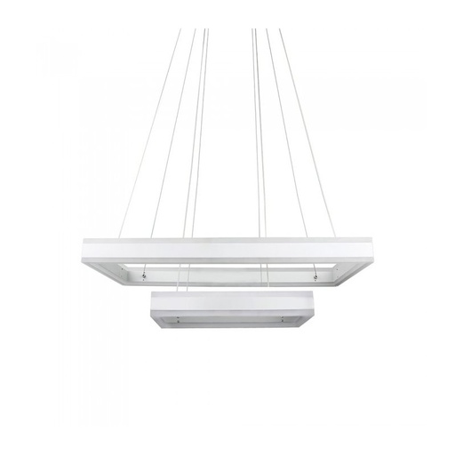 [SV3986] Lampada Led A Sospensione Rettangolare Colore Bianco Doppio Anello 600X300mm 400X200mm 3000K 100W Dimmerabile Triac Dimmer SKU-3986