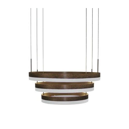 [SV3991] Lampada Led A Sospensione Rotonda Colore Caffe Marrone Tripli Anelli Diametro 600mm 500mm 400mm 3000K 80W Dimmerabile Triac Dimmer SKU-3991