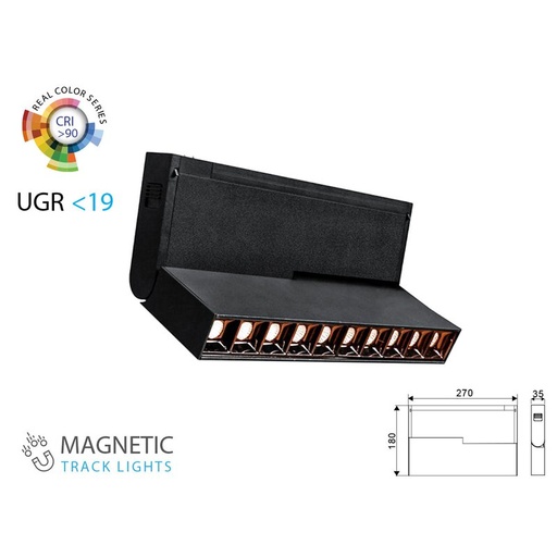 [CB97965N] Lampada Led Lineare Regolabile 10X2W 24V Neutro 4000K CRI 90 UGR 19 Per Sistema Binario Magnetico SKU-7965