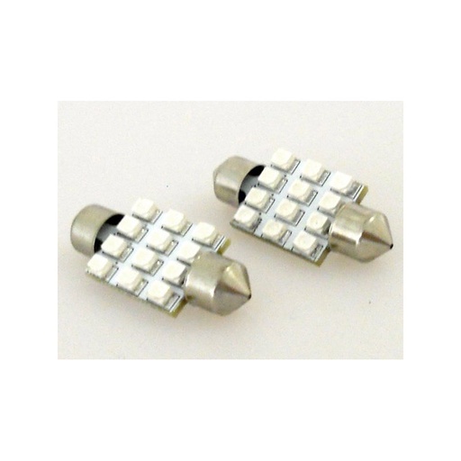 [LS3733] Lampada Led Siluro T11 C5W 37mm 12 Smd Colore Blue 12V Luci Targa e Lettura