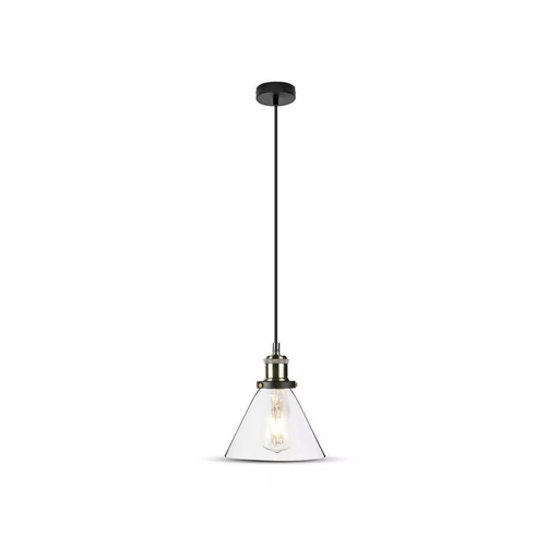 [SV3738] Lampadario A Sospensione Campana in Vetro Attacco E27 Colore Trasparente SKU-3738