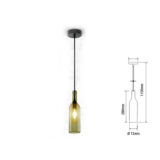 [SV3775] Lampadario a Sospensione Forma Bottiglia In Vetro Colore Grigio Attacco E14 Per Ristorante Sushi Bar SKU-3775