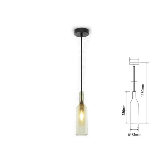 [SV3771] Lampadario a Sospensione Forma Bottiglia In Vetro Colore Trasparente Attacco E14 Per Ristorante Sushi Bar SKU-3771