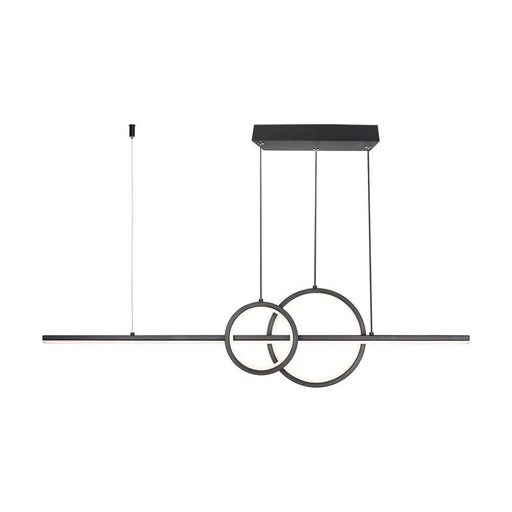 [SV6935] Lampadario LED a Sospensione 15W 1500lm dal Design Moderno 2 Anelli + Barra Led Colore Nero 4000K SKU-6935