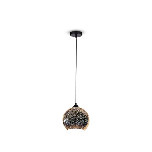 [SV40121] Lampadario Led a Sospensione Campana in Vetro Colore Cromo Specchio con Effetto 3D Diametro 20cm Attacco E27 SKU-40121