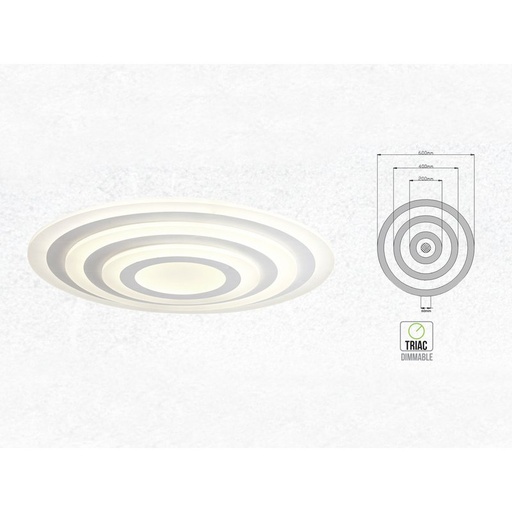 [SV3910] Lampadario LED con Montaggio a Plafone Rotonda Tripli Anelli Diametro 600mm 400mm 200mm 3000K 85W Dimmerabile Triac Dimmer SKU-3910